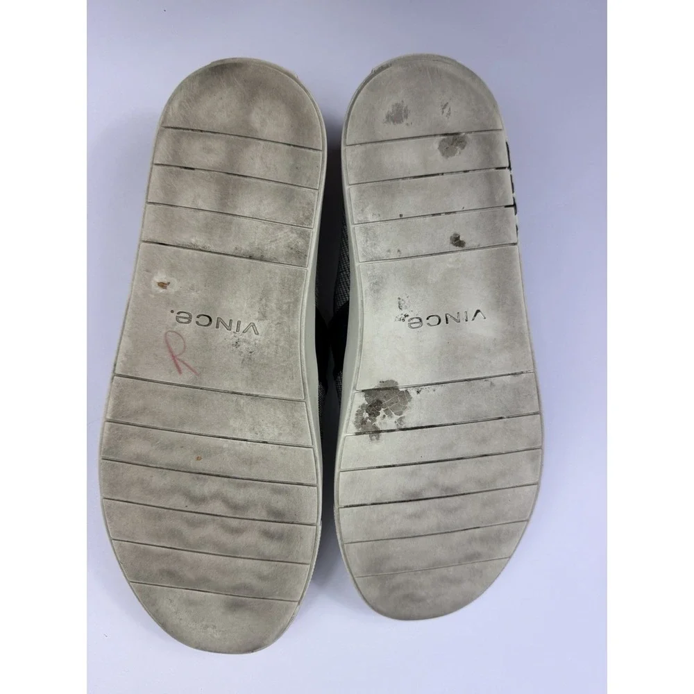 Vince Blair Slip On Sneakers Grey Black Woven Textured Shoes Womens 7.5
